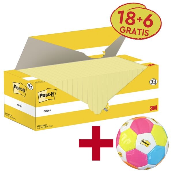 Post-it Super Sticky 18+6 Vorteilspack Haftnotizblöcke&nbsp;»Notes« 76 x 127 mm inkl. Fußball »Post-it&reg; un