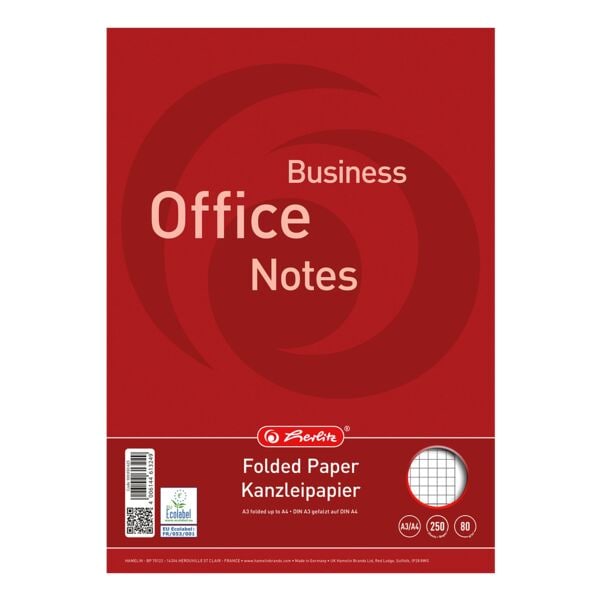 Herlitz Kanzlei-Papier »Business Office Notes« kariert A3 auf A4 gefalzt 250 Blatt