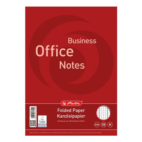 Herlitz Kanzlei-Papier »Business Office Notes« kariert A3 auf A4 gefalzt 250 Blatt