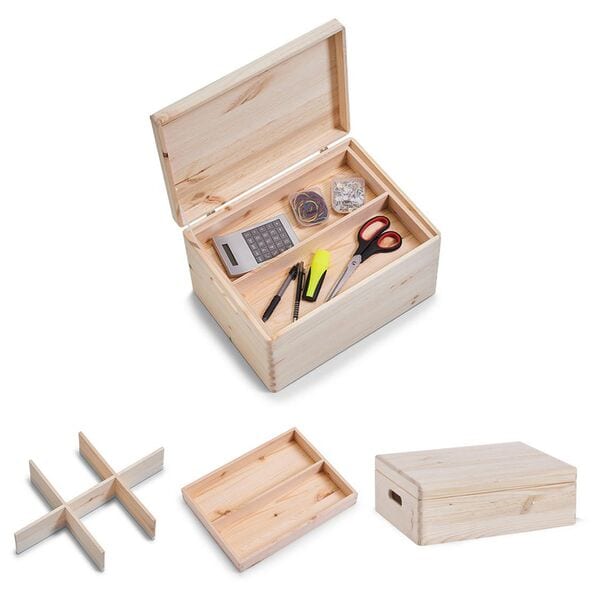 Zeller Aufbewahrungsbox Kiefernholz Mit Klappdeckel 40x30x14 Cm