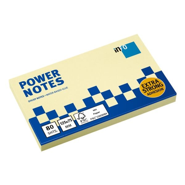InFo Haftnotizblock »Power Notes« 12, 5 X 7, 5 Cm Gelb 100 Blatt