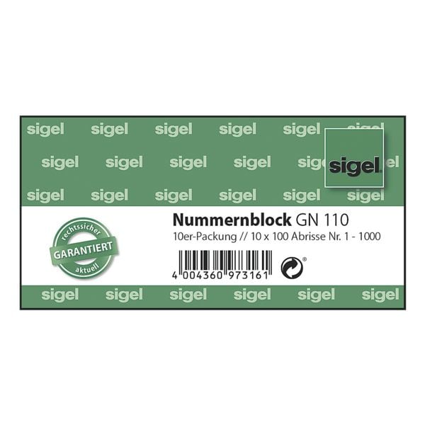 10er-Pack Formularvordrucke »Nummernblock« GN110