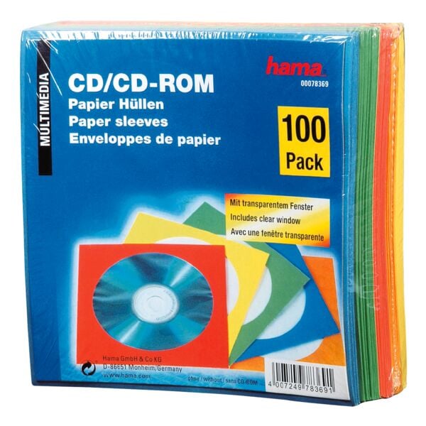 CD/DVD/Blu-ray-Papierhüllen - 100 Stück farbig