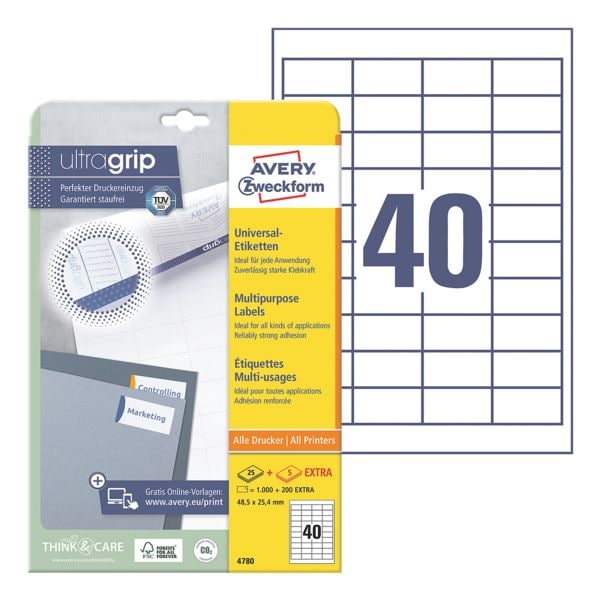 Avery Zweckform 1200er-Pack Universal Klebeetiketten »4780« weiß