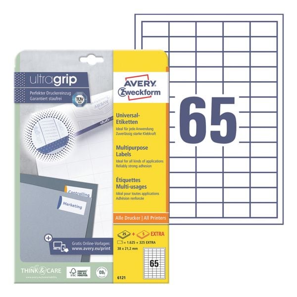 Avery Zweckform 1950er-Pack Universal Klebeetiketten »6121« weiß