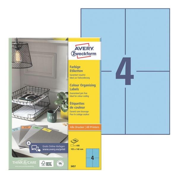 Avery Zweckform 400er-Pack Farbige Etiketten blau