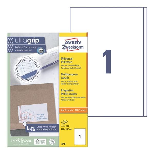 Avery Zweckform 100er-Pack Universal Klebeetiketten »3418« weiß