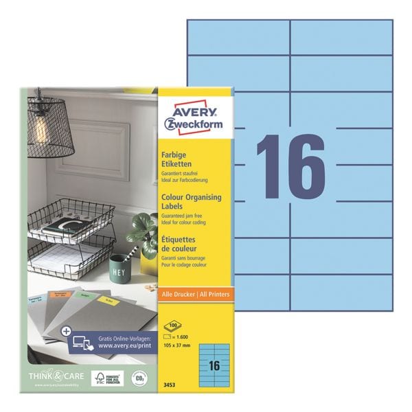 Avery Zweckform 1600er-Pack Farbige Etiketten blau
