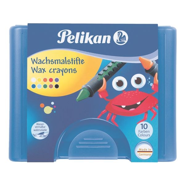 Pelikan Wachsmalstifte 10 Stk. inkl. Schaber (in Fischform) und Kunststoff-Etui