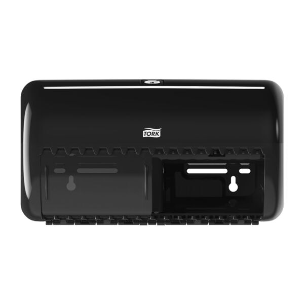 Tork Toilettenpapierspender Elevation T4 Sehr Kompakt Für 2 Rollen Schwarz, 28.6x15.8x15.3 Cm