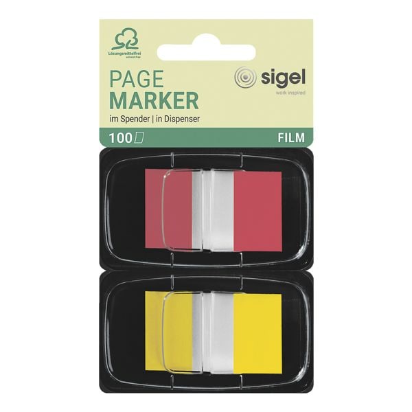 Sigel 2x Haftmarker »Z-Marker« HN496 43 x 25 mm, rot/gelb rot, 4.3x2.5 cm