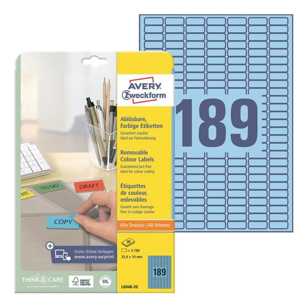 Avery Zweckform 3780er-Pack Farbige Etiketten blau