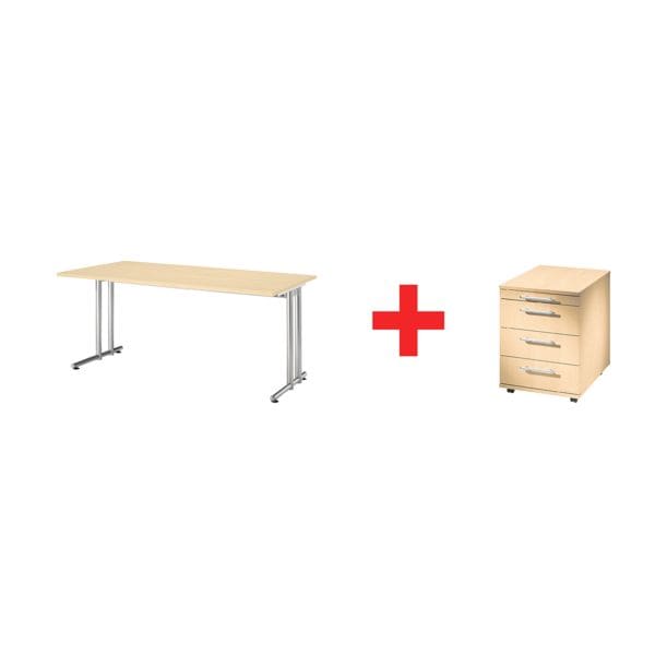 Möbel-Set »Flexiline II« 2-teilig, Schreibtisch mit C-Fuß